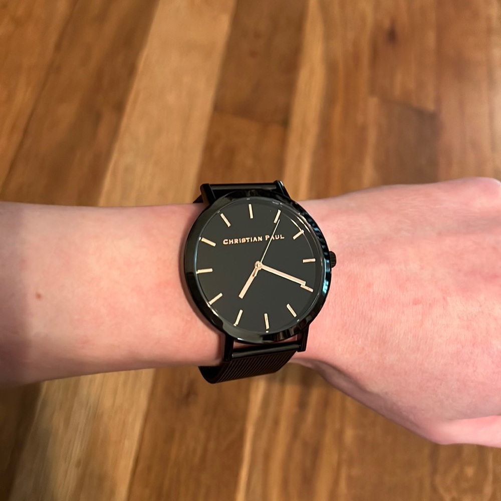Christian Paul Black + Rose Gold Watch